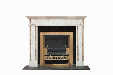 A Fine Adams Marble Chimney Piece,  Carved urn centre panel & carved swag of bluebells on frieze & plater fonts.